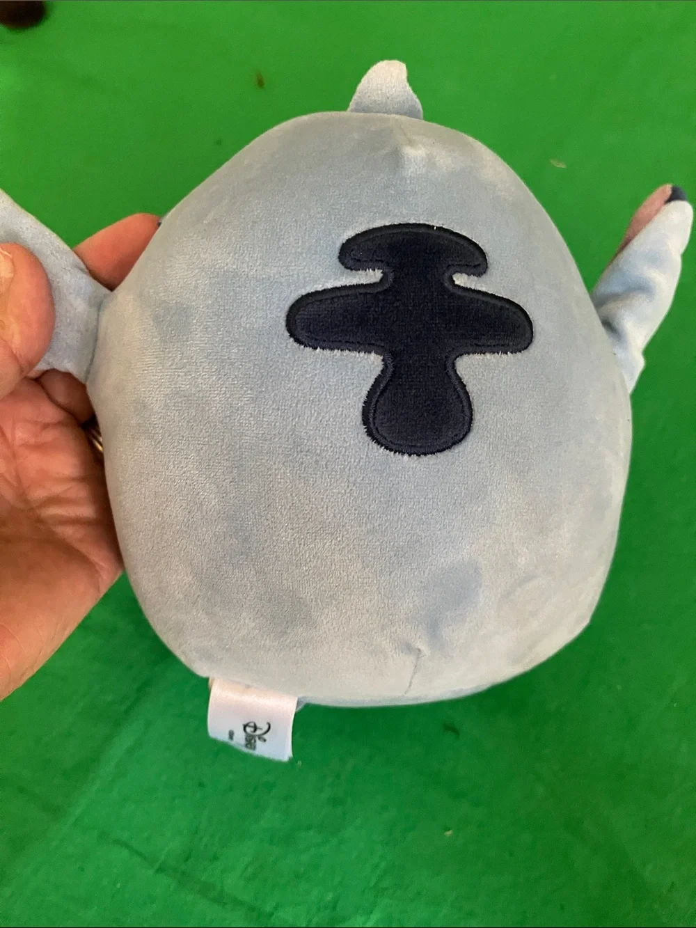 Disney Plush Blue Gray Stitch Dog Toy with Teal Patch